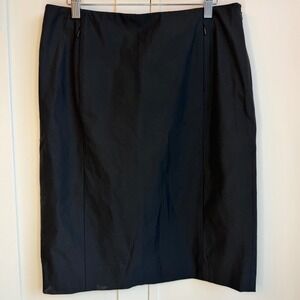 Ralph Lauren Black Nylon Pencil Skirt Women's 12 Zip Pockets Y2K Minimalist VTG